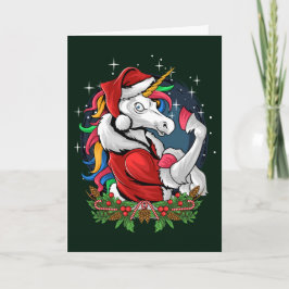 Cartes Pour Fêtes Annuelles Edgy Père Noël Unicorn Noël