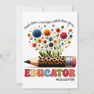 Cartes Pour Fêtes Annuelles Éducateur les enseigne, les aime, les regarde gran