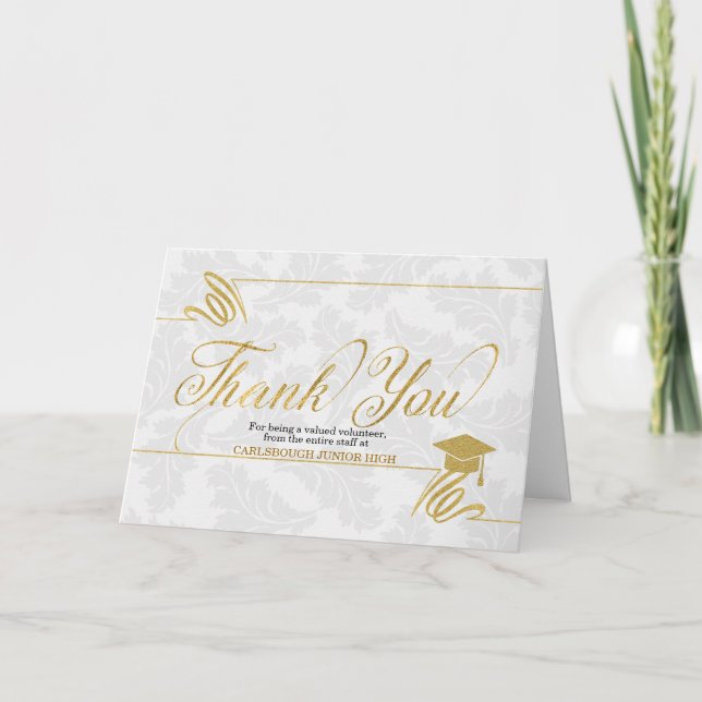 Cartes Pour Fêtes Annuelles Éducation Thème Merci Faux Gold (Devant)