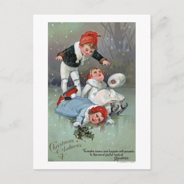 Cartes Pour Fêtes Annuelles Effondrement de patinage d'enfants de GladnessIce (Devant)