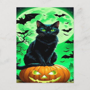 Cartes Pour Fêtes Annuelles Éffrayant Black Cat Halloween Wallpaper — 2025 Nui