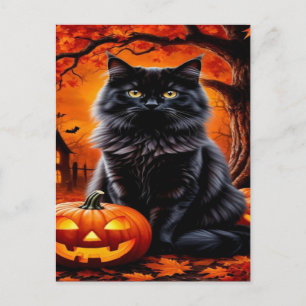 Cartes Pour Fêtes Annuelles Éffrayant Black Cat Halloween Wallpaper — 2025 Nui