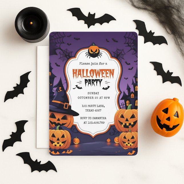 Cartes Pour Fêtes Annuelles Éffrayant Cute Kids Halloween Party (Créateur téléchargé)