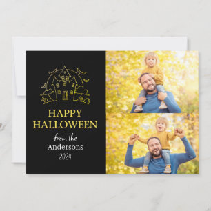 Cartes Pour Fêtes Annuelles Éffrayant Elegant Halloween Famille Deux Photo
