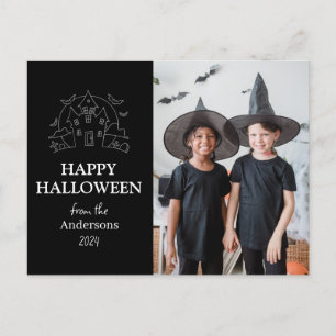 Cartes Pour Fêtes Annuelles Éffrayant Elegant Halloween Famille Une Photo