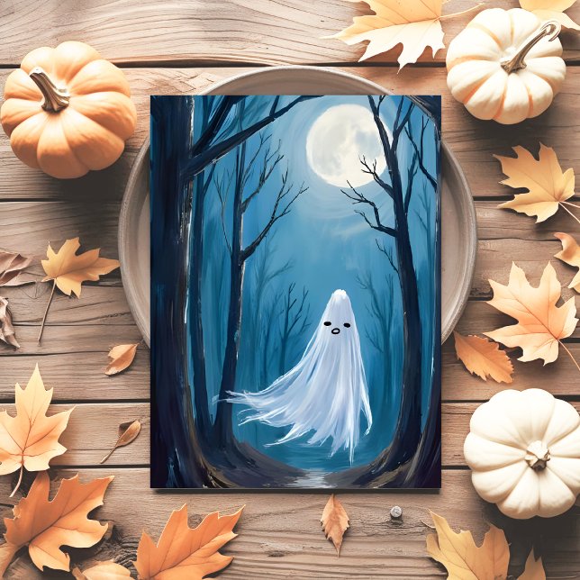 Cartes Pour Fêtes Annuelles Éffrayant fantôme | Bonne forêt hantée d'Halloween (Créateur téléchargé)