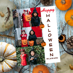 Cartes Pour Fêtes Annuelles Éffrayant moderne Halloween Famille Trois Photo Co