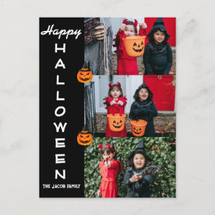 Cartes Pour Fêtes Annuelles Éffrayant moderne Halloween Famille Trois Photo Co