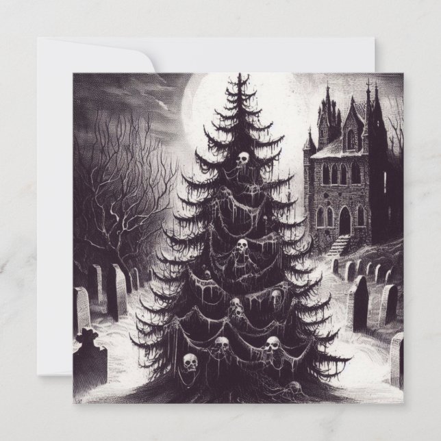 Cartes Pour Fêtes Annuelles Éffrayante horreur Noël arbre Goth Noël Noël (Devant)
