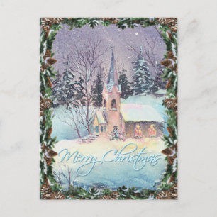 Cartes Pour Fêtes Annuelles ÉGLISE DE CAMPAGNE & COURONNE par SHARON SHARPE