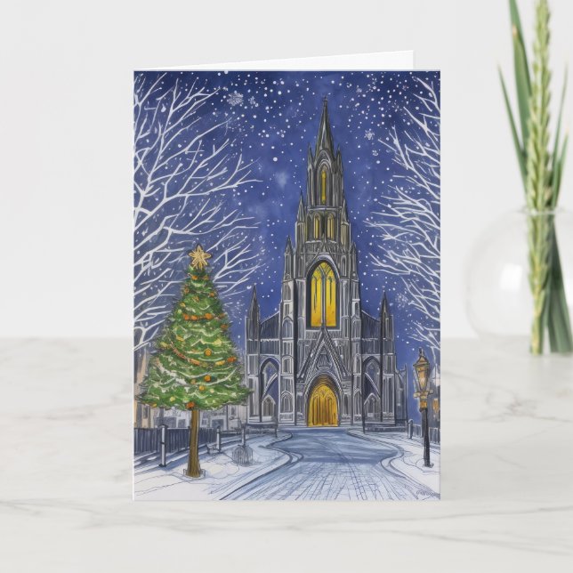 Cartes Pour Fêtes Annuelles Église de Noël (Devant)
