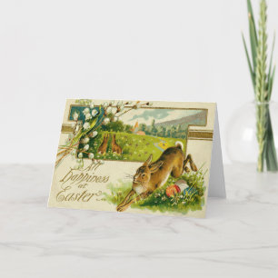 Cartes Pour Fêtes Annuelles Eglise d'oeufs colorés Bunny de Pâques