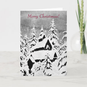 Cartes Pour Fêtes Annuelles Église norvégienne dans la neige