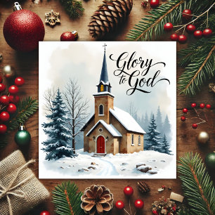 Cartes Pour Fêtes Annuelles Eglise paisible Scène Noël religieux