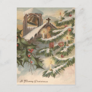 Cartes Pour Fêtes Annuelles Église Saint Noël Arbre bougie Ornament
