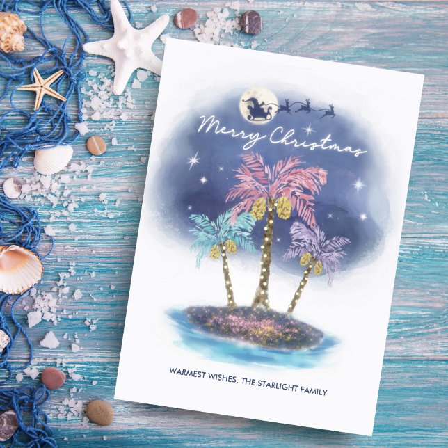 Cartes Pour Fêtes Annuelles Église tropicale de Santa Reindeer (Créateur téléchargé)