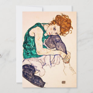 Cartes Pour Fêtes Annuelles Egon Schiele - Femme Assis Avec Jambes Tirées Vers