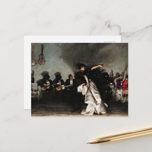 Cartes Pour Fêtes Annuelles El Jaleo par John Singer Sargent (Devant/Arrière en situation)