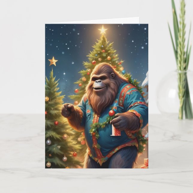 Cartes Pour Fêtes Annuelles Élagage d'arbres Sasquatch (Devant)