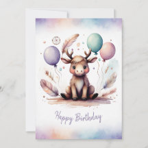 Élan aquarelle adorable Joyeux Anniversaire