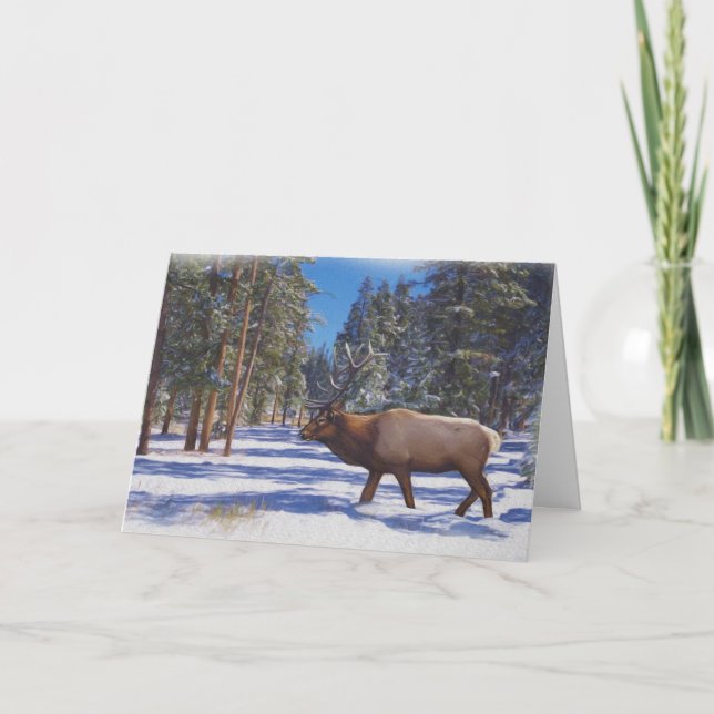Cartes Pour Fêtes Annuelles Élan des neiges (Devant)