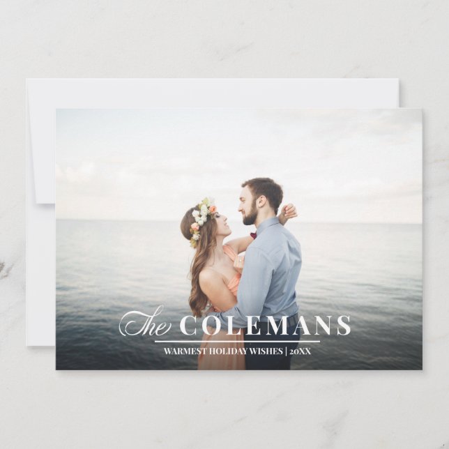 Cartes Pour Fêtes Annuelles Élégance | Bleu marin | Vacances deux photos (Devant)