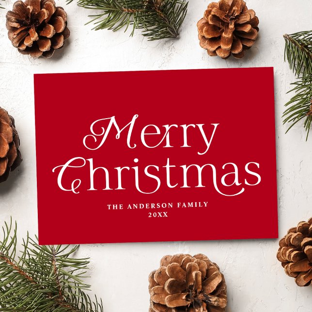 Cartes Pour Fêtes Annuelles Élégance Festive Rouge Joyeux Noël Non Photo (Créateur téléchargé)