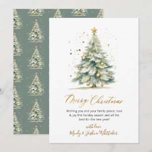 Cartes Pour Fêtes Annuelles Elegance Gold Script Non Photo Christmas Tree