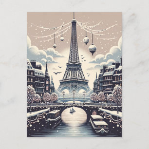 Cartes Pour Fêtes Annuelles Élégance hivernale parisienne - Noël dans la ville