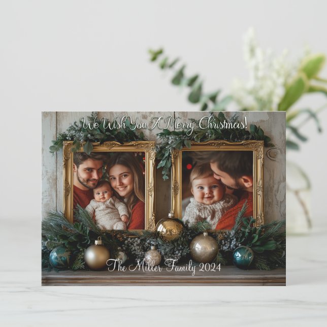 Cartes Pour Fêtes Annuelles Élégance Rustique Noël Personnalisé (Debout devant)
