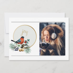 Cartes Pour Fêtes Annuelles Élégant 1 photo Robin d'hiver, JOY Noël
