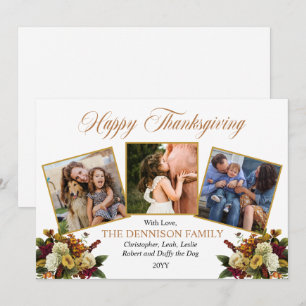 Cartes Pour Fêtes Annuelles Elégant 3 Photo Famille Bon thanksgiving Floral