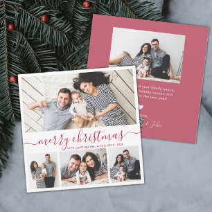 Cartes Pour Fêtes Annuelles Elégant 4 Photo Collage Rouge Blanc Noël