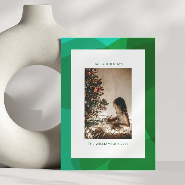 Cartes Pour Fêtes Annuelles Élégant Abstrait photo verte Festive Noël (Créateur téléchargé)
