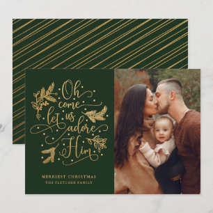 Cartes Pour Fêtes Annuelles Élégant Adore-Lui   Noël photo   Gold Green