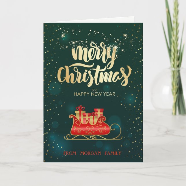 Cartes Pour Fêtes Annuelles Élégant apogée de Noël vert (Devant)
