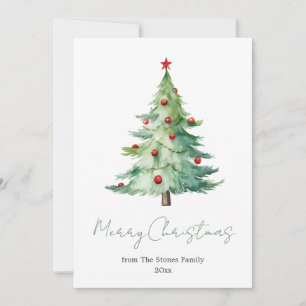 Cartes Pour Fêtes Annuelles Elégant Aquarelle Arbre de Noël non photo