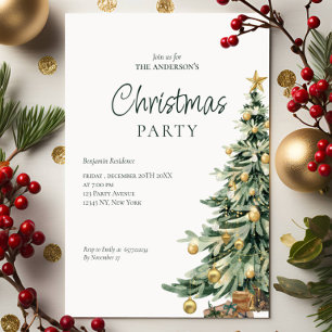 Cartes Pour Fêtes Annuelles Elégant Aquarelle Arbre QR Code Noël