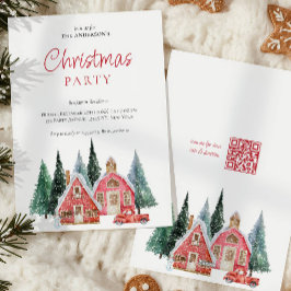 Cartes Pour Fêtes Annuelles Elégant Aquarelle Arbre QR Code Noël