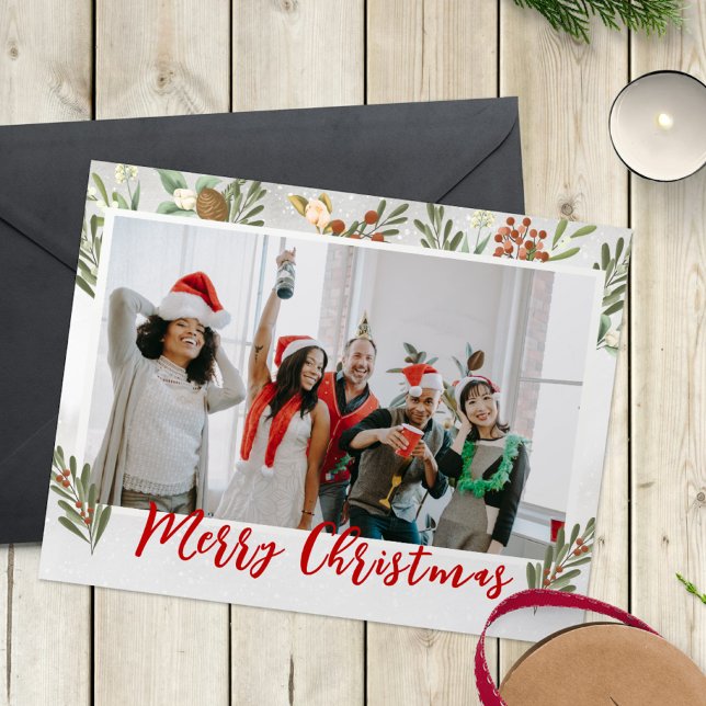 Cartes Pour Fêtes Annuelles Elégant aquarelle feuillage Entreprise Noël (Créateur téléchargé)