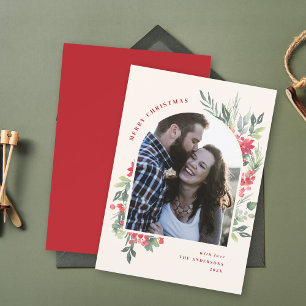 Cartes Pour Fêtes Annuelles Elégant aquarelle feuillage photo Arche Noël
