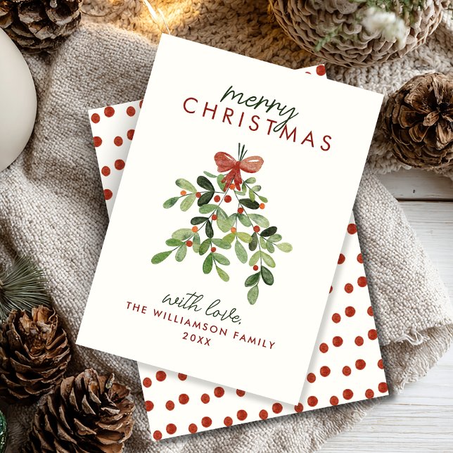 Cartes Pour Fêtes Annuelles Elégant Aquarelle Mistletoe Joyeux Noël (Créateur téléchargé)