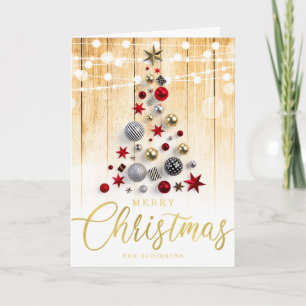 Cartes Pour Fêtes Annuelles Élégant Arbre de Noël à script d'or rustique