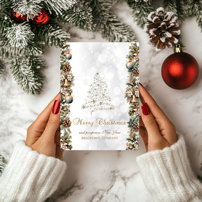 Cartes Pour Fêtes Annuelles Elégant, Arbre de Noël, Compagnie Bokeh (Créateur téléchargé)