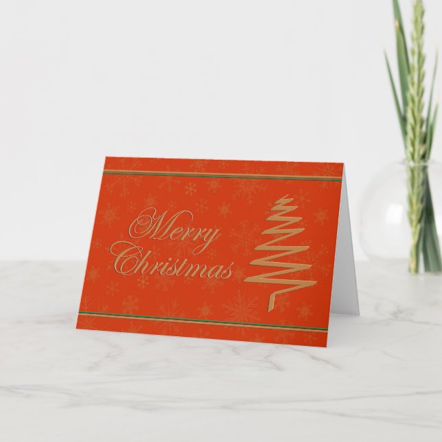 Cartes Pour Fêtes Annuelles Élégant arbre de noël doré (Devant)
