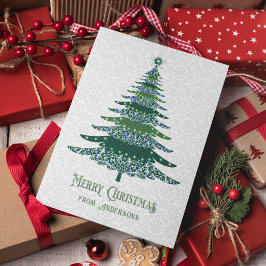 Cartes Pour Fêtes Annuelles Elégant arbre de Noël Vert Blanc Personnalisé