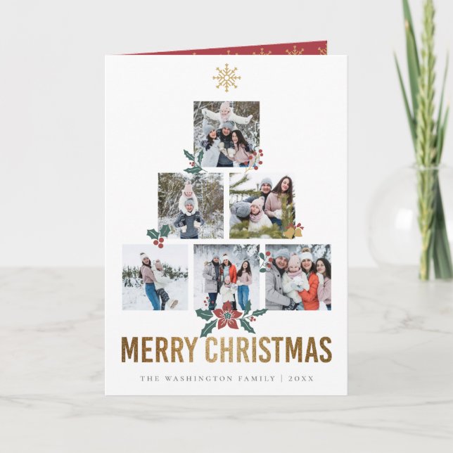 Cartes Pour Fêtes Annuelles Élégant arbre photo de Noël (Devant)