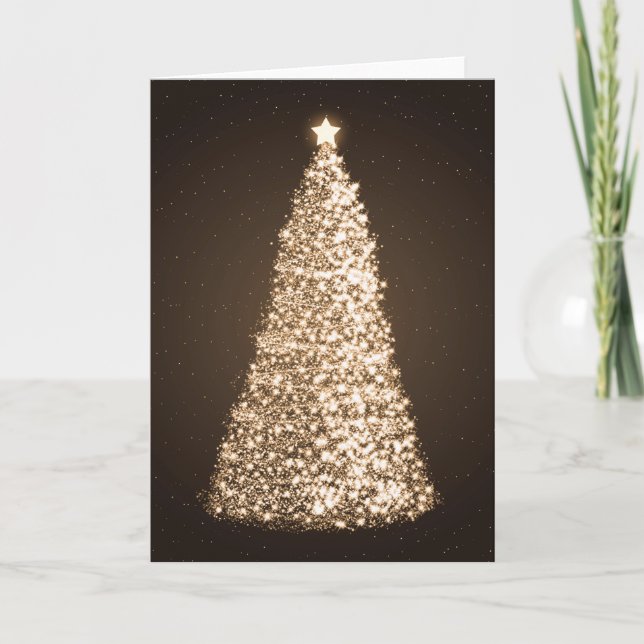 Cartes Pour Fêtes Annuelles Elégant Arbres de Noël Or Brown (Devant)
