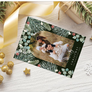 Cartes Pour Fêtes Annuelles Élégant Arc moderne Botanique de Noël Photo Invi