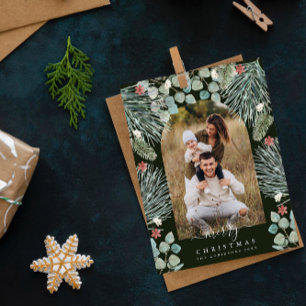 Cartes Pour Fêtes Annuelles Élégant Arc moderne Botanique de Noël Photo Invi